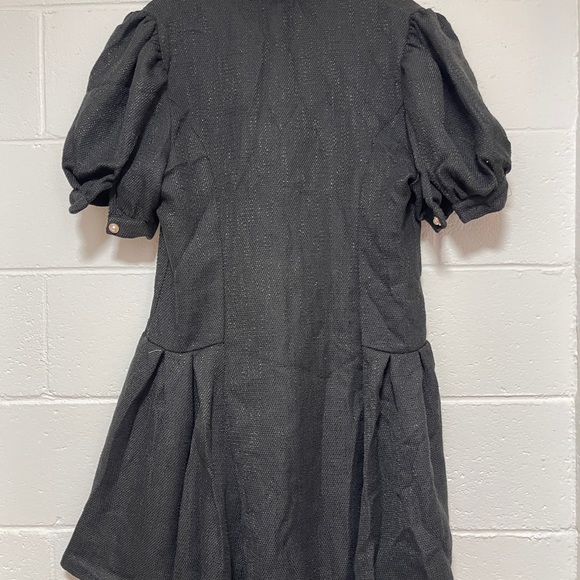 FRENCH PUFF SLEEVE DOUBLE BREASTED PLEATED HEM DRESS - Picture 12 of 16